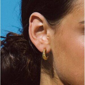 Waterproof Gold Earrings Non-tarnish Gold Croissant Huggies Summer Jewelry CUTE